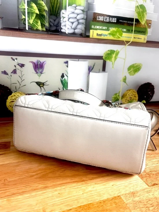 Kate Spade Alessa Astor Court Cream Quilted Satchel Bag with Scarf Accent - Picture 11 of 14